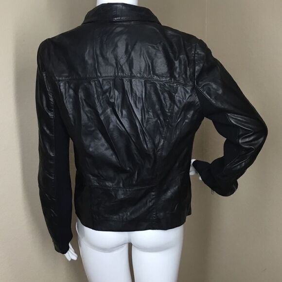 Trouve Drape Collar Leather Jacket (A2) - Picture 3 of 6